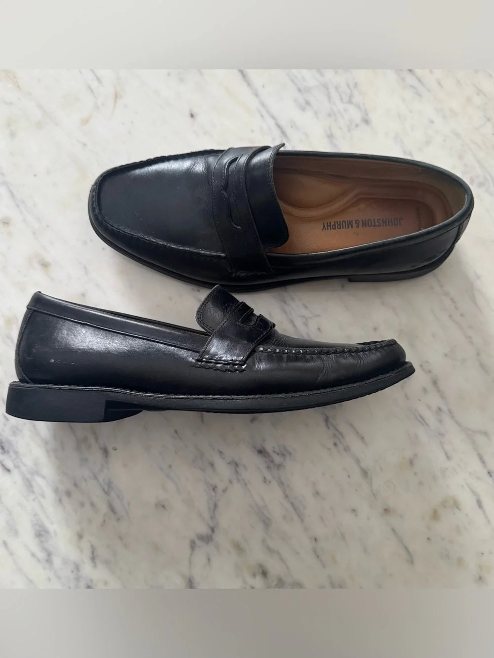 Johnston & Murphy Black Leather Loafers - Size 9